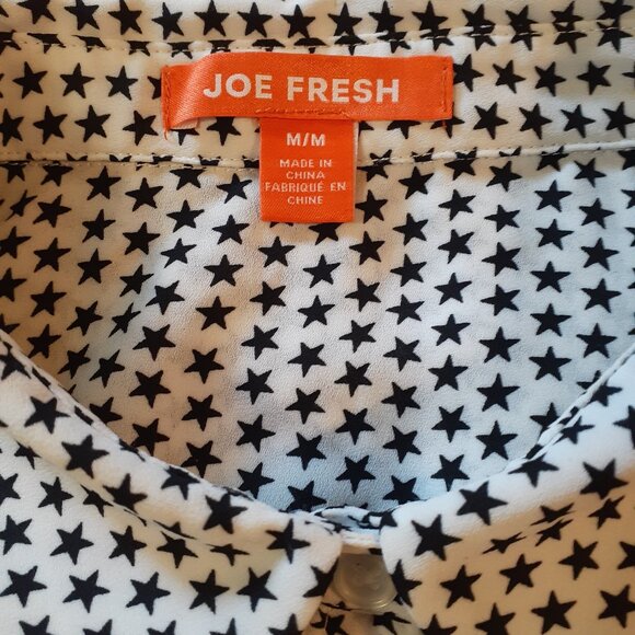 Joe Fresh Blouse, White and Black, Size Medium - Picture 4 of 4